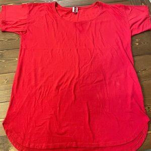 Hips $ Curves Red 1X Sleep Shirt (Curved Hem)